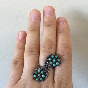 Unique Vintage Antique Petit Point Turquoise Ring